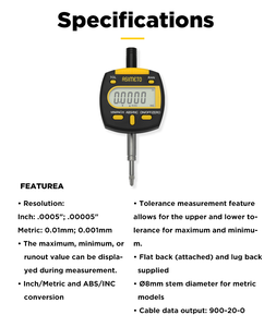 Indicador Digital de Alta Precisión Asimeto 0-4″ (101.6mm) con Resolución de 0.001mm, Salida de Datos para SPC, Grado Metrológico - Product Image 3