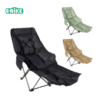 Chaise de camping pliable E-RIKE en gros, personnalisée, ultralégère, rembourrée, réglable sur 4 niveaux, avec repose-pieds