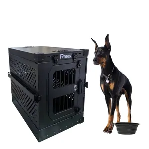 Outdoor Impact Foldable Aluminum Pet Cage Crate Thickened Breathable Dog Crates Travel Carrier Bag Stainless Metal