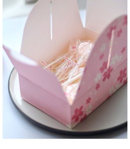 Caja de papel <span class=keywords><strong>Sakura</strong></span> rosa con asa para piruletas y galletas - Product Image 5