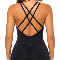 Combinaison de yoga une pièce pour femme CustomSportswear, effet illusion en maille, sexy, sculptante, avec fronces aux fesses, pour le sport et l'entraînement
