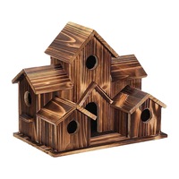 Nichoir à oiseaux suspendu en bois sculpté vintage de haute qualité - Peinture résistante aux intempéries et corde stable pour montage sur arbre et clôture