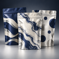 Pochette refermable en Mylar bleu marine ECO avec fermeture éclair, sac autoportant pour l'emballage des grains de café