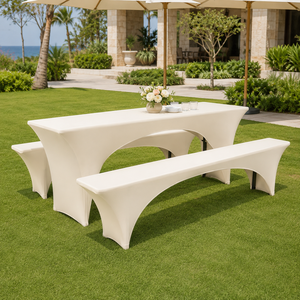 Reusable Beer Table <b>Bench</b> and Picnic Cover Set with Full Fitted and Surface-Only Options for Rental Fleets - Product Image 1