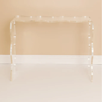 Table Console Acrylique Transparente avec Jambe Ondulée Design Moderne pour Décor À La Maison Plante Affichage Magazine Stockage Gain De Place
