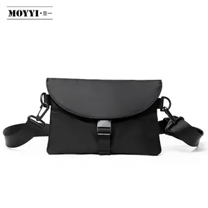 Fashion Nylon Waterproof Casual Men's Shoulder Bag Black Functional Zipper Bag Crossbody for Men Women