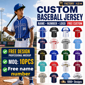 Seragam Tim Jersey Bisbol Kancing Penuh Garis Pin Kustom Kit Klub Nama dan Nomor yang Dipersonalisasi Pria & Remaja Raglan V-neck Unisex - Product Image 1