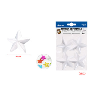 Confezione da 4 60mm decorazioni a stella in schiuma per progetti artigianali e fai da te prodotti in Polyfoam - Product Image 1