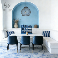 Meubles de café et de restaurant en marbre courbé, banquette, table, siège de banquette, canapé pour café