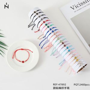 Bracciale Intrecciato con Diamanti Rotondi, Perline Multicolore, Regolabile, Gioiello alla Moda per Donne, Idea Regalo - Product Image 1