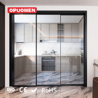 Porte coulissante occultante en alliage d'aluminium et verre, design moderne, écologique, pour cuisine, chambre, salle de bain, sans perçage
