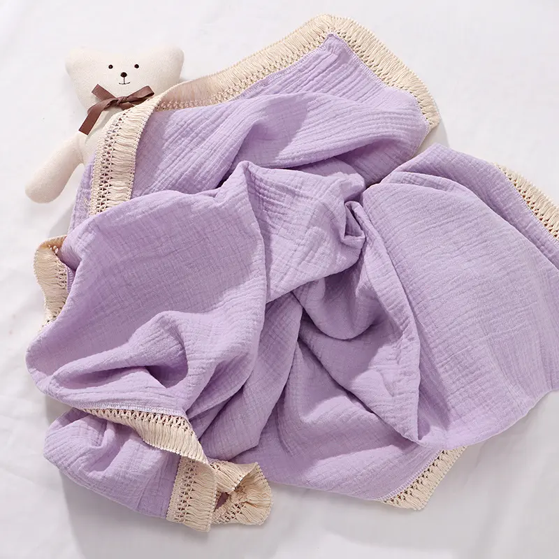 Couverture pour bébé en coton, vêtement d'été de couleur unie à volants, Crochet, couleur unie, 2022