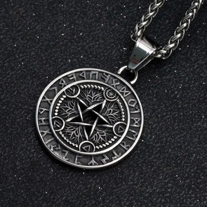 Collar de Acero Inoxidable 316L para Hombre, Colgantes de Serpiente Circular Vikinga Cobra, Joyería de Pentagrama de Brujería y Adivinación a la Moda - Product Image 5