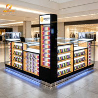 Kiosco de Exhibición para Tienda de Teléfonos, Personalizado con Marca, Diseño Simple, Multifuncional, con Estantes para Accesorios de Teléfono