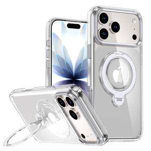 360 Rotation Magnetic <b>Stand</b> Wireless Charging Shockproof Waterproof Hard Clear Transparent Full Body Case City Scenery Design - Product Image 1