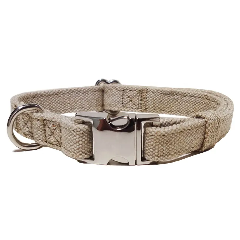 eco-friendly 100% Handmade Eco-Friendly All Metal Pet Collar Organic Dog Cat Leash Made from Hemp