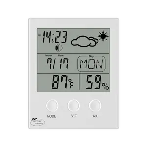 ARGE-termómetro digital para el hogar, reloj despertador con pantalla de CH-904 pulgadas, estación meteorológica, higrómetro