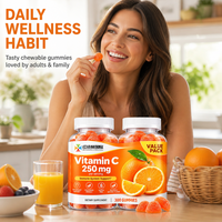 Complément alimentaire quotidien pour les vendeurs e-commerce aux États-Unis et en Europe, marque privée OEM, gommes de vitamine C, 300 unités, saveur orange