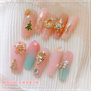 Nouveau à la mode 3D noël Nail Art accessoires 1 pièces étincelle métal zircone flocons de neige <span class=keywords><strong>renne</strong></span> arbres de noël alliage ongles - Product Image 5