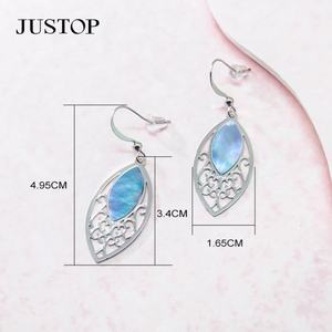 Bijoux fantaisie tendance, pendentif géométrique en coquillage naturel, zinc, laiton, couleur argent, unisexe, respectueux de l'environnement, brillant, bleu, crochet - Product Image 4