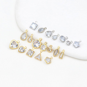 14k vàng Zircon viền Inlay với treo mặt dây chuyền nhỏ mạ DIY handmade Bông tai D96 - Product Image 1