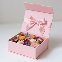 Boîte cadeau rose pâle personnalisée avec logo, style livre, avec nœud en ruban de satin et finition mate, pour fleurs et cadeaux de mariage, en gros