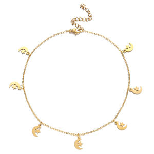 Bracelet de cheville étoile à cinq branches en acier inoxydable pendentif étoile lune chaîne de <span class=keywords><strong>pied</strong></span> nue avec accessoires de plage en gros pour les femmes - Product Image 4