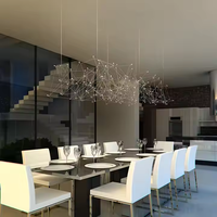 Lustre étoilé en acier inoxydable à LED moderne et luxueux pour table à manger, comptoir de café, cuisine, cube design