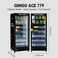 Máquina Expendedora QINGO con Pantalla Táctil, Código QR, Sin Efectivo, Combinación de Bebidas y Snacks, Refrigerador Inteligente Comercial de Acero Inoxidable, ADA SDK