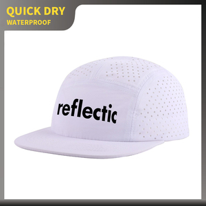 Sombrero de campamento de 5 paneles blanco no estructurado de secado rápido de verano para sombreros de correr perforados impermeables de nailon para hombres y mujeres - Product Image 1