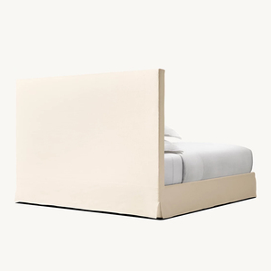 Lit plateforme King Size RH Modern American Belgian Transitional avec cadre recouvert de tissu, tête de lit en panneaux de contreplaqué et rembourrage Mango - Product Image 3