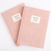 Agenda Diaria y Anual 2026 de Cuero y Tela de Pana, Color Rosa, Tamaño A5, Cuaderno de Notas, Bloc de Escritura