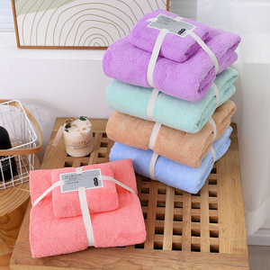 Juego de Toallas de Felpa de Coral, Color Sólido, Secado Rápido, Toalla de Playa Grande, Juego de Toallas de Baño para Adultos - Product Image 1