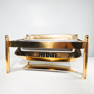 Colonne romaine de luxe en acier inoxydable plaqué or haut de gamme chauffe-plats avec verre ensemble de buffet chauffe-plats de 9L pour la restauration - Product Image 5