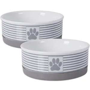 Groothandel Handgemaakte Custom Pet Bowls Met Stand Petfood Kom Keramische Hond Kom Voor Voedsel En Water