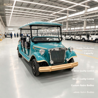 RenQi Autobús Turístico Eléctrico Retro de 3 Filas y 8 Asientos con Carrocería Curva, Batería de Litio/Plomo-Ácido y Estructura de Acero para Recorridos Turísticos y Villas