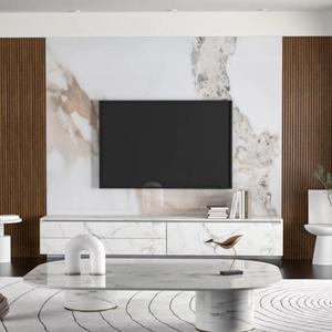 Paneles de Pared Rongke OEM 3D Mate de PVC Azul, Alternativa al Mármol, Flexibles, con Acabado de Madera Húmeda, para TV, con Protección UV, Dorado, 10mm - Product Image 4