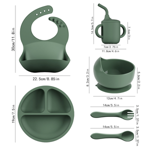 Vajilla de Silicona para Niños, Juego de 6 Piezas, Cuchara de Silicona para Bebés, Babero de Aprendizaje para Comer, Tazón con Ventosa, Venta al por Mayor - Product Image 3