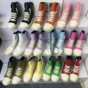 Sapatos de lona casual personalizados, botas femininas de lona com cadarço e zíper, para hip hop