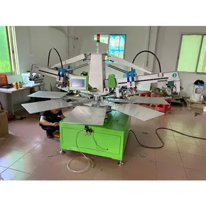 Automatic 2 Color 8 Station Screen Printing Machine With Flash Dryer For Fabric T-shirt