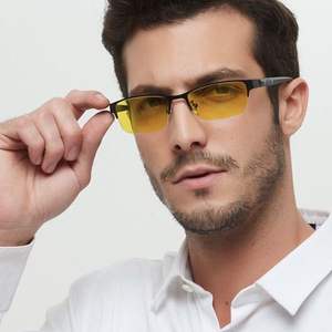 Gafas de visión nocturna para hombre, semimontura, fotocromáticas, antirreflejos, para conducir, con protección UV y bloqueo de luz azul - Product Image 1