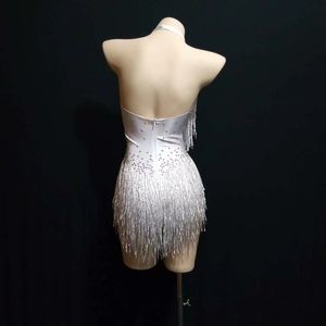 Strass brillants franges justaucorps strip-teaseuse pôle danse porter Showgirl scène Performance Costume femmes pom-pom girls Club <span class=keywords><strong>combishort</strong></span> - Product Image 4
