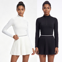 Ensemble de tenue de tennis pour femmes, style Old Money, avec logo personnalisé, haut polo à manches longues et jupe plissée, vêtements de sport pour femmes