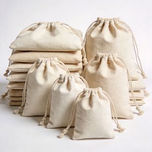 Sacs à cordon personnalisés avec logo - Sacs en toile de coton recyclables et lavables, housses anti-poussière durables pour bijoux et rangement - Product Image 3