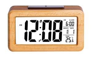 KH-WC079นาฬิกาปลุกดิจิตอลไม้ขนาดใหญ่ LED สมาร์ทเซ็นเซอร์ไฟกลางคืนพร้อมเลื่อน/วันที่/อุณหภูมิ/12/24Hr เปลี่ยนได้ - Product Image 2