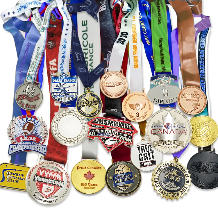 custom gold metal soccer 5k running medal with ribbon sports customised sports medal custom marathon manufacturer bespoke medals