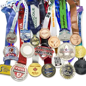 מותאם אישית זהב מתכת כדורגל 5k ריצה מדליית עם סרט ספורט מותאם אישית ספורט custom מדלית מרתון יצרן העידו מדליות