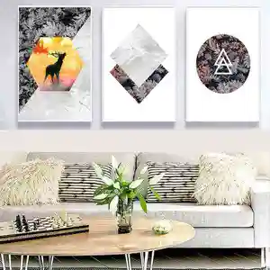 3 Sets Nordic Home Decor Nature Deer Image Picture Custom HD Digital Print Fabric Wall Art Canvas Painting