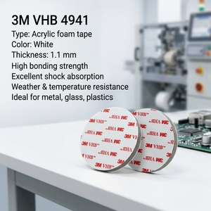 Cinta de enmascarar troquelada de espuma acrílica de doble cara resistente al calor <span class=keywords><strong>3M</strong></span> 4941, sensible a la presión, impermeable, de 1.1 mm de grosor - Product Image 1