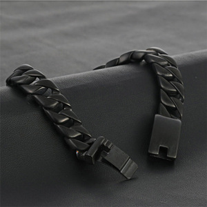 CBB037 Bracciale a catena nero da uomo in acciaio inossidabile 316L, fatto a mano, con chiusura robusta, stile punk hippie rock, gioielli da uomo di alta qualità - Product Image 3